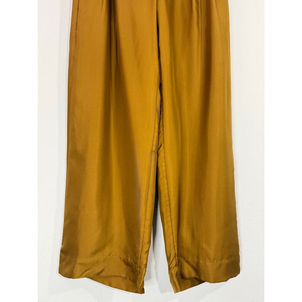 J.Crew Collection Silk Twill High Rise Belted Wide Leg Trouser Golden Brandy 2 - Picture 5 of 12